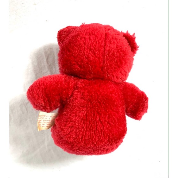 Vintage Russ Red Teddy Bear With Polka Dot Tie 6" - Picture 9 of 13